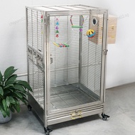 Stainless Steel Bird Cage 304 Grade Splash-Resistant Glass Parrot Cage Large Bird Cage Accessories D