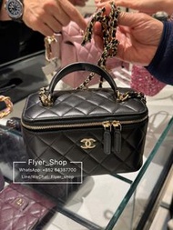 Chanel 黑色手柄長盒子 handle長盒子 化妝盒 化妝包 mini bag vanity case handle長盒子 包包 手袋