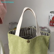 GentleHappy Lunch Bag Corduroy Canvas Lunch Box Picnic Tote Cotton Cloth Small Handbag sg