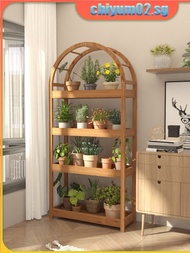 Rack Solid Wood With Plant Wheels Plant Stand Multi-Layer Flower Pot Rack Balcony Plant Rack Outdoor