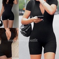 Big Ii7I2 [NEW] TREND y2k Romper Zip Up Playsuit Bodycon Jumpsuit Short