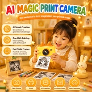 AI  Magic Kids Instant Print Camera, Smart Voice Image Generator Dual Lens Children Digital Camera T
