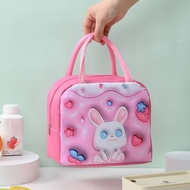 POUMM Food Tote 3D Pattern Lunch Box Bag Thickened Foil Insulation Children Picnic Bag Cat Hangbag Cartoon Animal Bag Kids