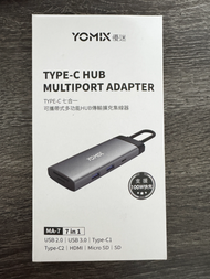 YOMIX 優迷 MA-7 Type-C 七合一可攜帶式多功能hub傳輸擴充集線器(100W快充/USB3.0/4K)