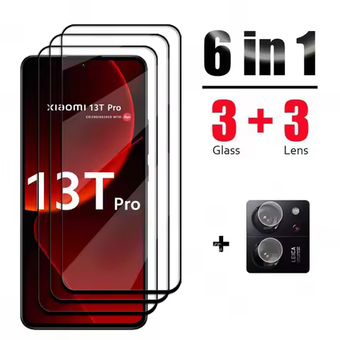 6 In 1 For Xiaomi 13T Pro Glass Tempered Glass Xiaomi 13T 12T Pro Glass Full Cover Screen Protector 