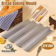 French Bread Baking Mould Carbon Steel Groove Waves Mold NonStick Baguette Baking Tray