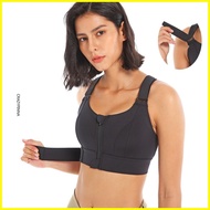 ♞,♘Fit.HER Magic Velcro Sports Bra Freely Adjustable Large Zipper Vest Style Fitness High Strength