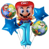 6Pcs/set Supre Mario Set Package Aluminum Foil Number Ballon Birthday Party Decorations kids Gift