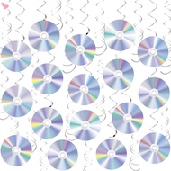 90's Party Decorations Retro 90s Theme Party Hanging Swirls CD Disco Cutout Wall Decor Sign with Han