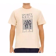 Sporty&Rich Men's and Women's Korean Style Round Neck Short Sleeve 100% Premium Cotton Printed T-shi