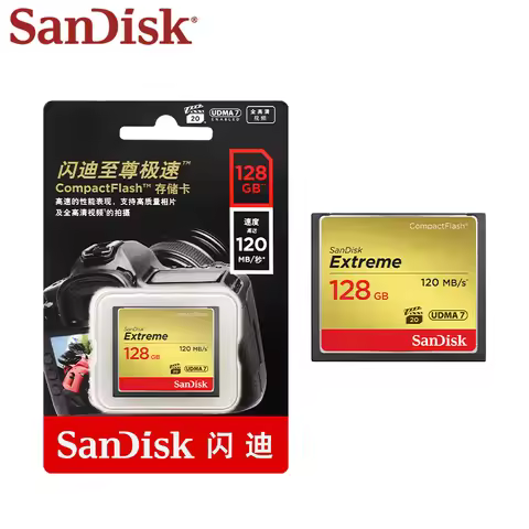 SanDisk Extreme CompactFlash Memory Card 32GB 64GB 128GB UDMA 7 Up to 120Mb/s CF Storage Card for Ca