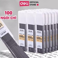 Ruột bút chì kim 0.5mm Deli - ngòi chì kim 100 chiếc 2B lõi chì bấm nhỏ gọn tiện lợi phù hợp cho học