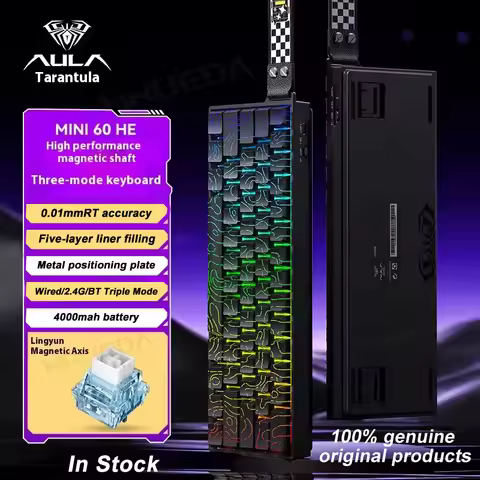 AULA Mini60 HE Wireless Magnetic Switch Keyboard Tri Mode Mechanical Keyboard RGB 8000Hz 0.01mmRT Ga
