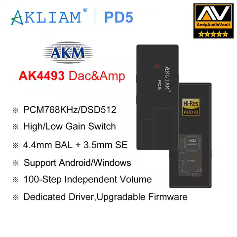 (Andy 5-Star) AkLIAM PD5 AK4493SEQ USB Dac Portable USB Dac & Amp 4.4mm Balanced & 3.5mm Headphone A