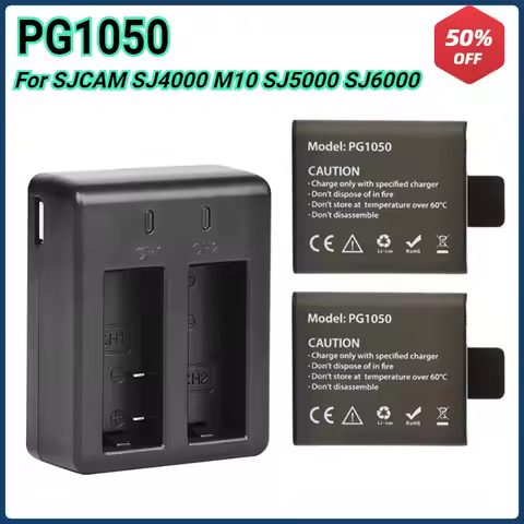 1050mAh PG1050 Battery + Dual Charger for EKEN H9 H3R H9R H8R H8PRO H8 for SJCAM SJ4000 SJ6000 SJ500