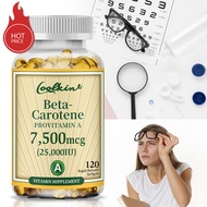 Beta- Carotene Vitamin A 25,000IU - Skin & Vision Health, Relieve Eye Fatigue