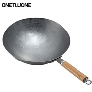 Onetwone Heavy duty handmade iron wok Chinese traditional frying Pan 32/34cm iron pot Gas cooker  Non-stick cooking pot