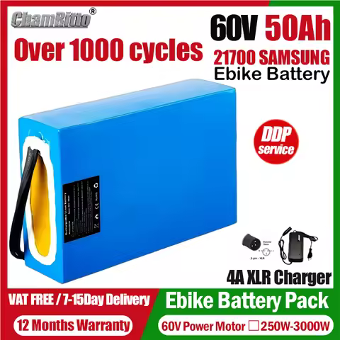 Electric bicycle 60V chamrider 3000W battery 60V ebike 20ah 25ah 30 35ah 40ah 50ah Lithium Battery E