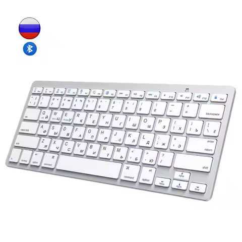 Russian English Bluetooth Keyboard Wireless Keyboard Ultra Slim Mute for iPad iPhone iOS Android Win