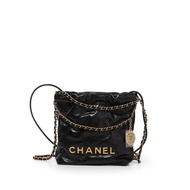 Chanel Black Quilted Calfskin Mini 22 Bag Gold Hardware