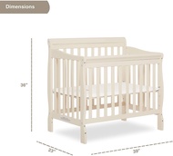 Dream On Me Aden Newborn Baby Infant Child Mini Crib Cot Bed in French White, White or Natural, Greenguard Gold Certified