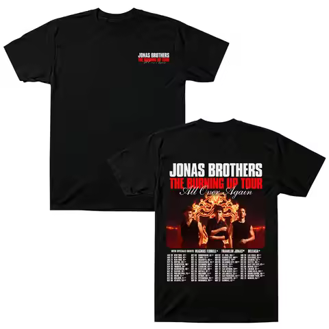 MSG Burning Up Tour Tee Jonas Band Brothers Vintage Graphic Print T Shirts Music Cotton Men Y2K New 