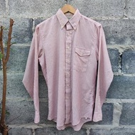 L.L.Bean 復古粉色條紋翻蓋口袋鈕釦襯衫 15-34