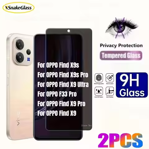 2PCS Privacy Tempered Glass for OPPO Find X9 Ultra,X9s,X9 Pro Clear Film for OPPO Find X9s Pro,F33 P