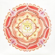 獨家創作Art入選獎紅瑪瑙水晶油畫布無框畫 喜悅禪繞七脈輪曼陀羅