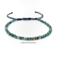 Minimalist bracelet - Apatite stone หินอพาไทต์ ขนาด 2 มม. สร้อยข้อมือ เชือกถัก by siamonlineshop