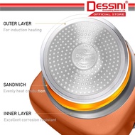 DESSINI ITALY Zero Fat 4 Pcs Aluminium Induction Non Stick Copper Casserole Pot Bowl Deep Frying Pan