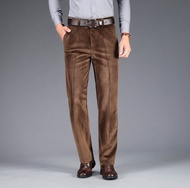 Quần Nhung Kẻ Cao Cấp Cho Nam Mùa Thu Đông Quần Ống Đứng Rộng Rãi Cỡ Lớn Quần Nhung Kẻ Vàng Cho Bố Q