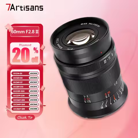 7artisans APS-C 60mm F2.8 II Camera Lens for Macro Photography with Sony E A7RIII Fujifilm XT-100 Ni
