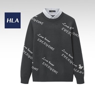 HLA Qee Series Full Letter Double-Collar Long Sleeve Knitted Sweater Men-HNTVD4U024A24