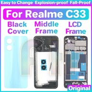 Full Set Back Housing Back Battery Cover LCD Front Middle Frame For realme c33  famera Lens Rear Doo