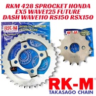 RKM 428 SPROCKET Honda EX5 WAVE125 FUTURE WAVE DASH WAVE110 RS150 RSX150 Front Rear Sprocket Depan B