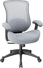LONGBOSS Office Chair Ergonomic Desk Chair Mesh Computer Chair Height Adjusting Arm Waist Support Function-Grey