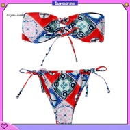 BUYMEZ  Summer Bikini Set Beachwear Push-up Women Bandeau Bikini Set