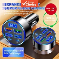 6 Ports Car Charger Fast Charging PD QC3.0 USB C Car Phone Charger Type C Adapter In Car For Samsung