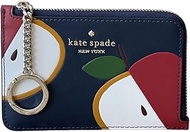 Kate Spade Honeycrisp Apple Medium L-Zip Card Holder Blue Multi Novelty Wallet, Blue Multi, Card Holder