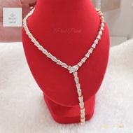 สร้อยคอเพชรN2421ใส่ออกงานประดับเพชรล้วนทั้งเส้นปรับสั้นยาวได้ 17-19นิ้ว สวยหรูดูแพงสวยสง่า