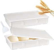 2-Pack Pizza Dough Proofing Box with Lids & Spatula, 17.7x12.8x3.3 inch Stackable Dough Rising Conta