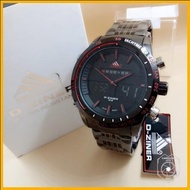 Jam Tangan Keren D-Ziner DZ-8169 Original Dual Time Rantai Stainless