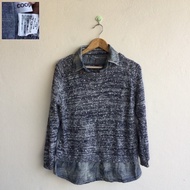 Long-Sleeved Shirt Blue Jeans Decoration cooperate