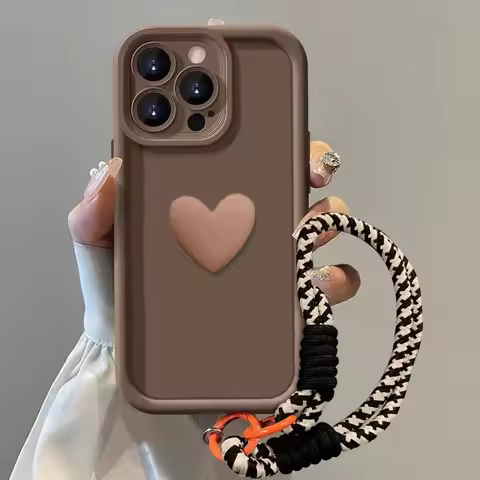 Turbo 4 3 3D Love Heart+Lanyard Phone Case For Xiaomi Redmi 14C 13C 12C 10C 9C 8 9 10 12 13 4G 9T 9A