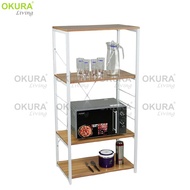 OKURA 4 Tier Multipurpose Kitchen Shelf Kitchen Rack Home Living Modern Rak Dapur Besi Kayu