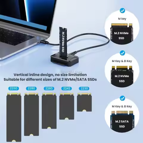 M.2 NVMe Drive Enclosure Double Protocols USB 3 2 Type C External Drive Case