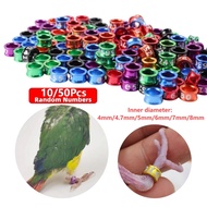 10/50 Pcs Aluminum Cockatiel Foot Ring Pigeon Foot Ring Digital Foot Ring 4mm/4.7mm/5mm/6mm/7mm/8mm 