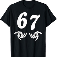 Funny Six Seven 6 7 Meme 67 Skeleton Hand Halloween Costume T-Shirt
