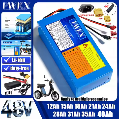 48V 40AH 35AH 28AH 21AH 18AH 15AH 12AH lithium battery pack with built-in BMS 1000W 1500W motorcycle